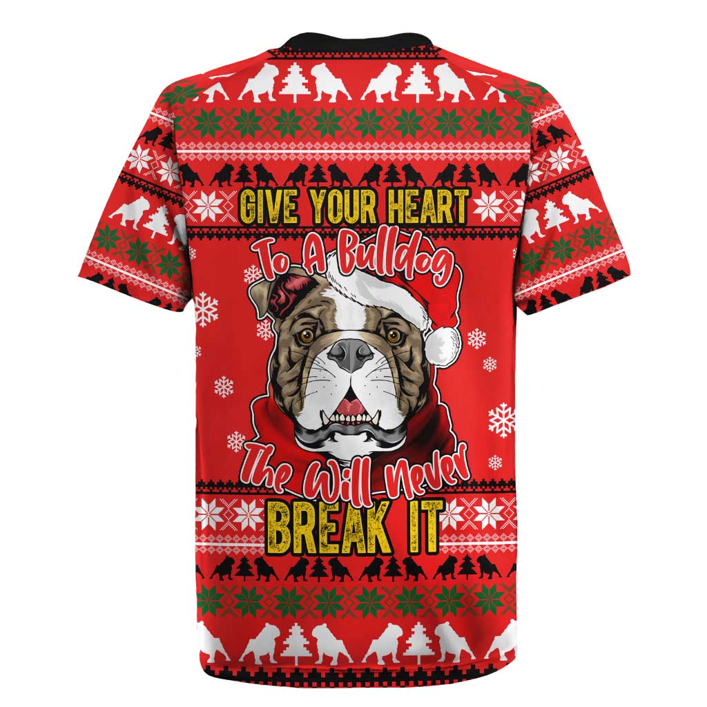 Give Your Heart Pitbull Dog Christmas Rugby Jersey Xmas Holiday Patterns - Wonder Print Shop