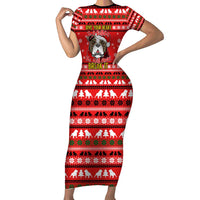 Give Your Heart Pitbull Dog Christmas Short Sleeve Bodycon Dress Xmas Holiday Patterns - Wonder Print Shop