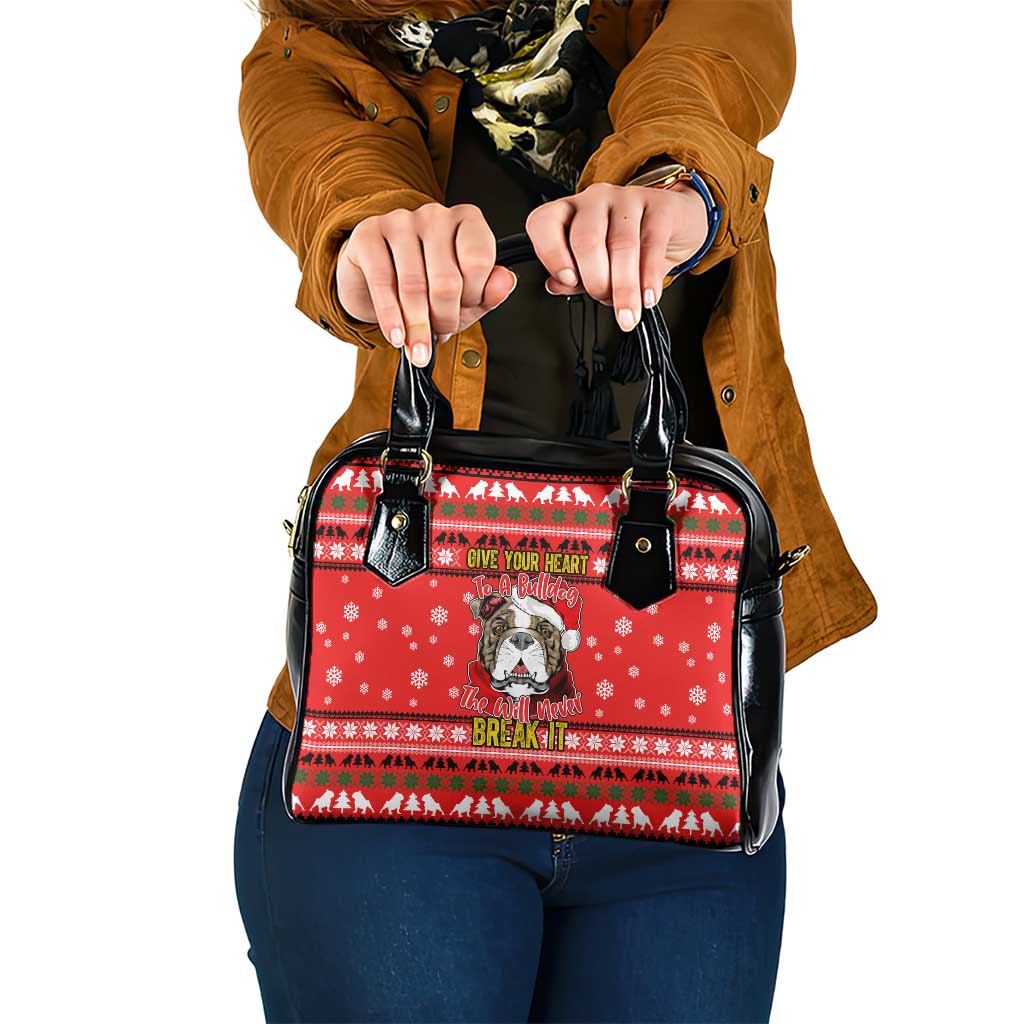 Give Your Heart Pitbull Dog Christmas Shoulder Handbag Xmas Holiday Patterns - Wonder Print Shop