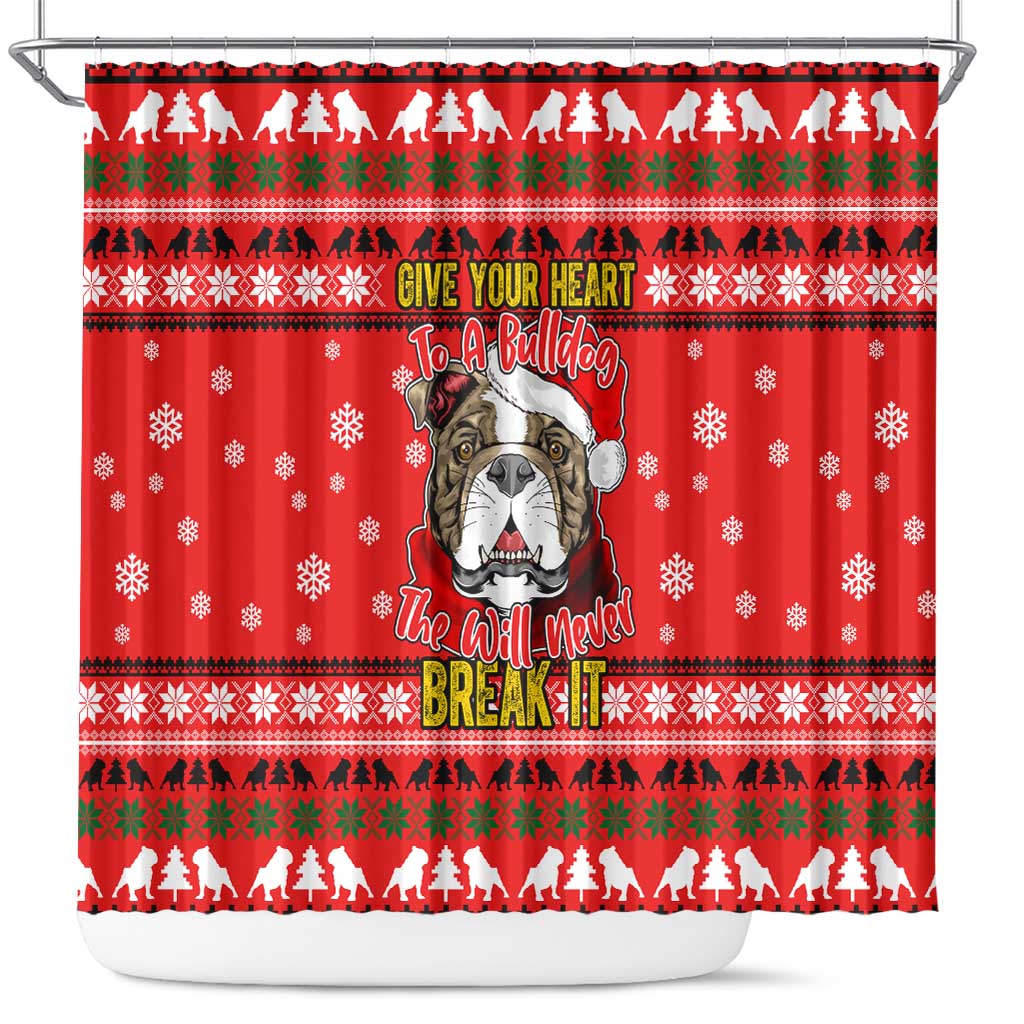 Give Your Heart Pitbull Dog Christmas Shower Curtain Xmas Holiday Patterns - Wonder Print Shop