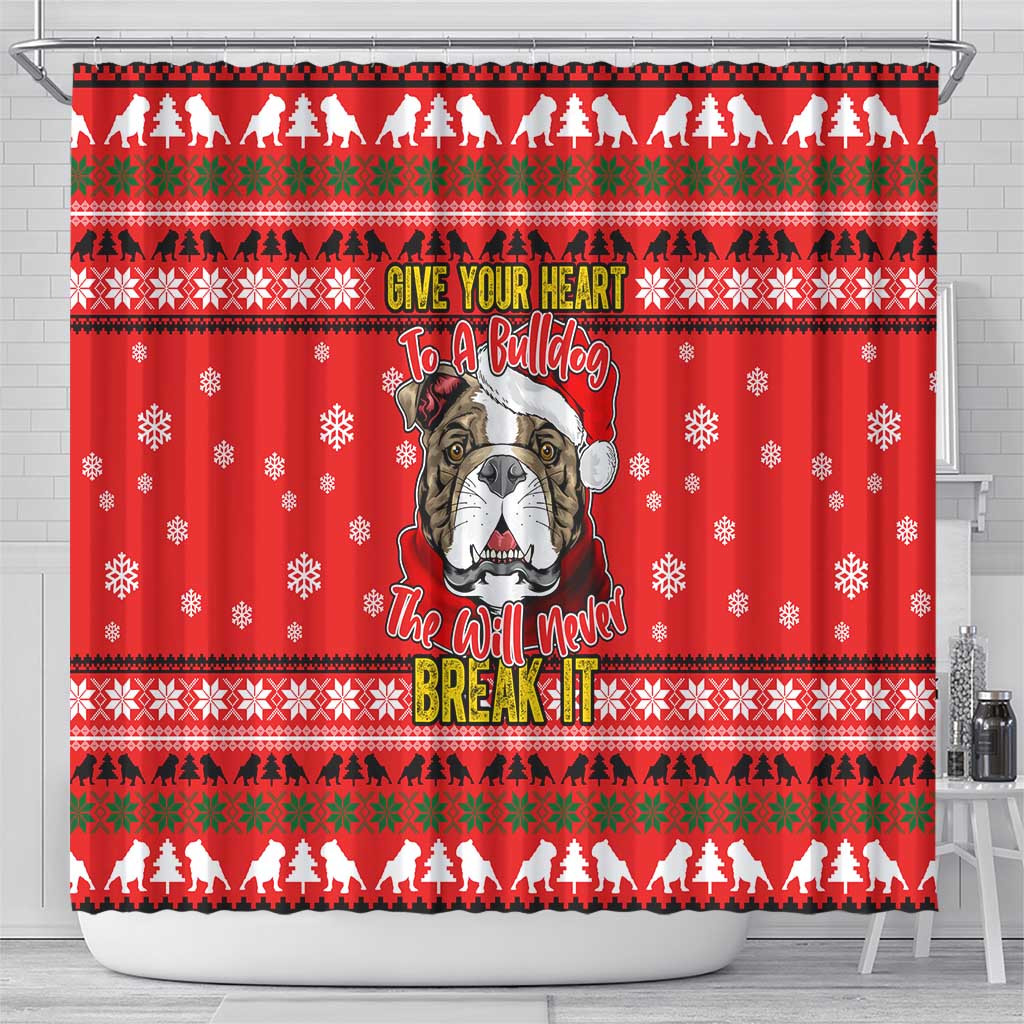 Give Your Heart Pitbull Dog Christmas Shower Curtain Xmas Holiday Patterns - Wonder Print Shop