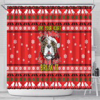 Give Your Heart Pitbull Dog Christmas Shower Curtain Xmas Holiday Patterns - Wonder Print Shop
