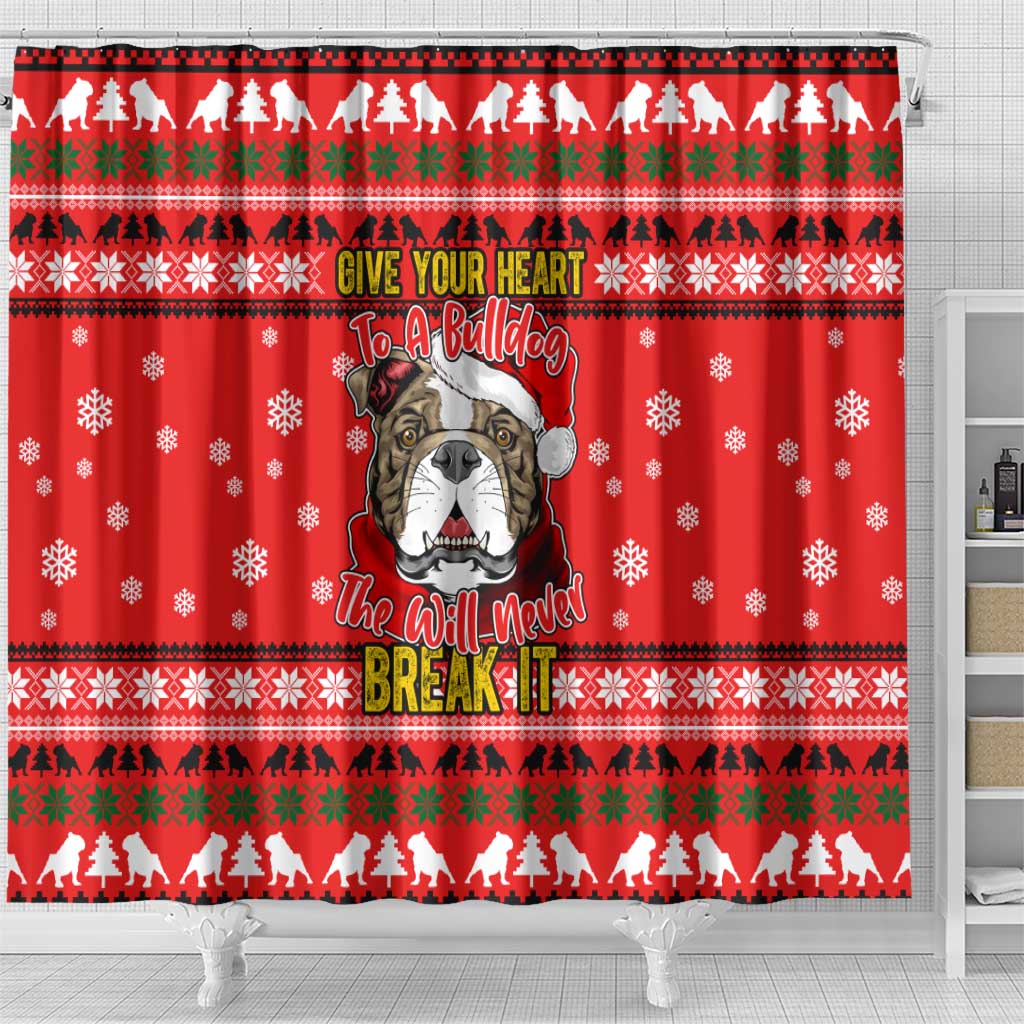 Give Your Heart Pitbull Dog Christmas Shower Curtain Xmas Holiday Patterns - Wonder Print Shop