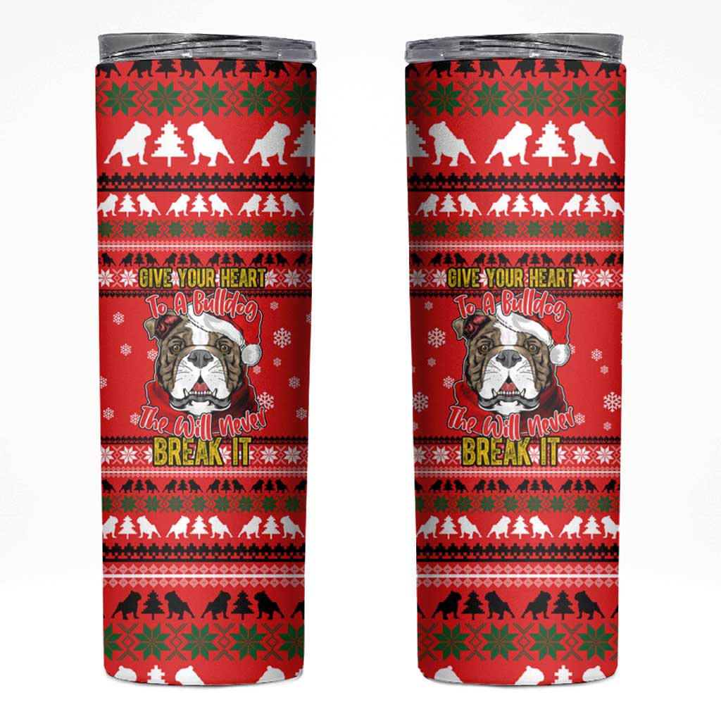 Give Your Heart Pitbull Dog Christmas Skinny Tumbler Xmas Holiday Patterns - Wonder Print Shop