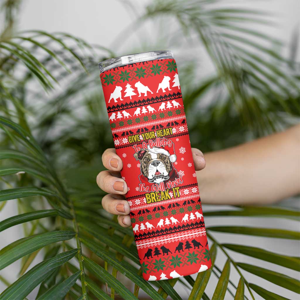 Give Your Heart Pitbull Dog Christmas Skinny Tumbler Xmas Holiday Patterns - Wonder Print Shop
