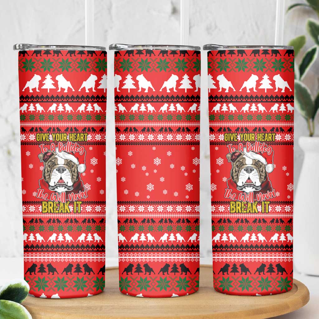 Give Your Heart Pitbull Dog Christmas Skinny Tumbler Xmas Holiday Patterns - Wonder Print Shop