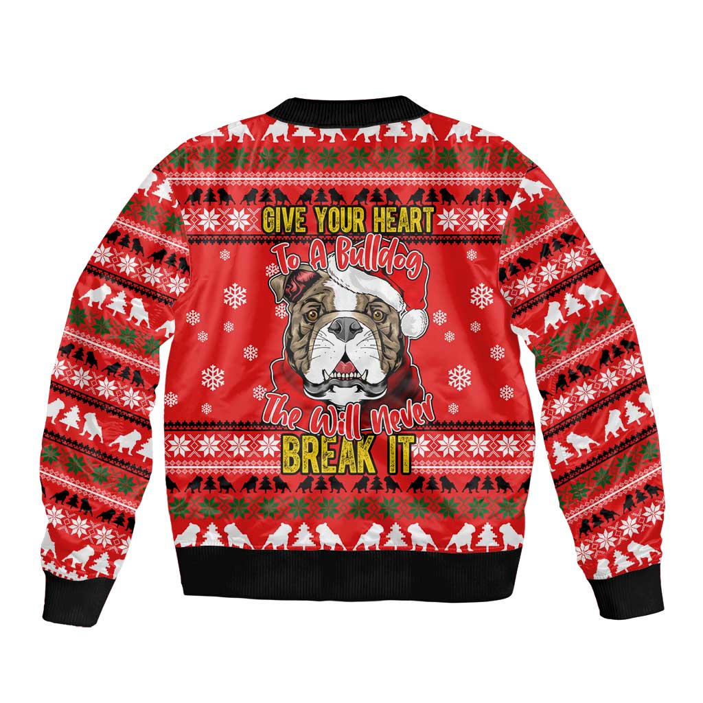 Give Your Heart Pitbull Dog Christmas Sleeve Zip Bomber Jacket Xmas Holiday Patterns - Wonder Print Shop