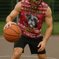 Give Your Heart Pitbull Dog Christmas Sleeveless Hoodie Xmas Holiday Patterns - Wonder Print Shop