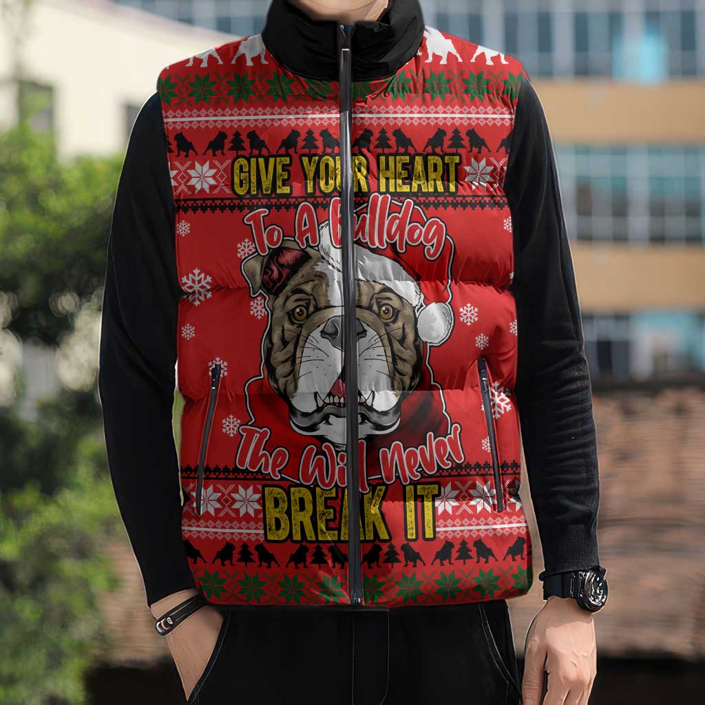 Give Your Heart Pitbull Dog Christmas Sleeveless Puffer Jacket Xmas Holiday Patterns - Wonder Print Shop