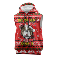 Give Your Heart Pitbull Dog Christmas Sleeveless Zip Hoodie Xmas Holiday Patterns - Wonder Print Shop