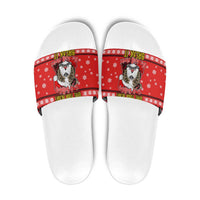 Give Your Heart Pitbull Dog Christmas Slide Sandals Xmas Holiday Patterns - Wonder Print Shop