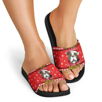 Give Your Heart Pitbull Dog Christmas Slide Sandals Xmas Holiday Patterns - Wonder Print Shop