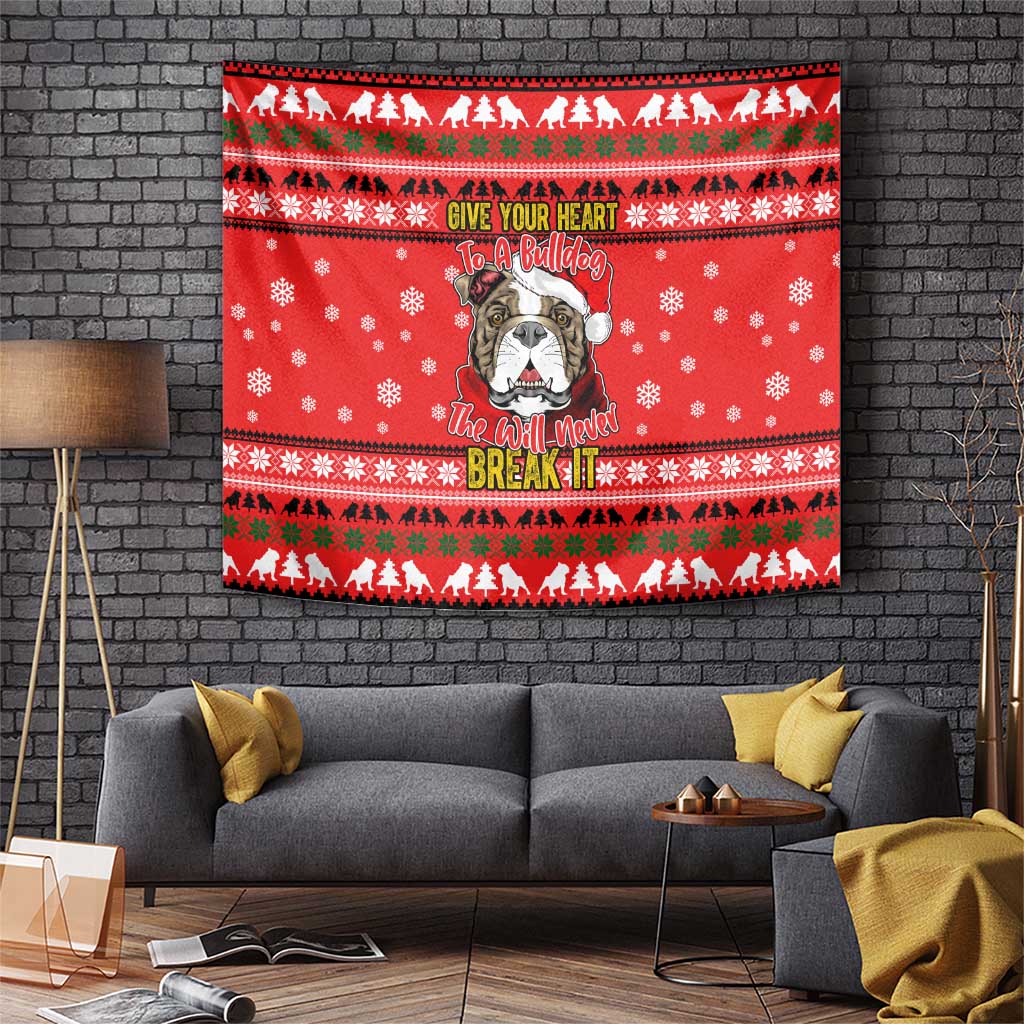 Give Your Heart Pitbull Dog Christmas Tapestry Xmas Holiday Patterns - Wonder Print Shop