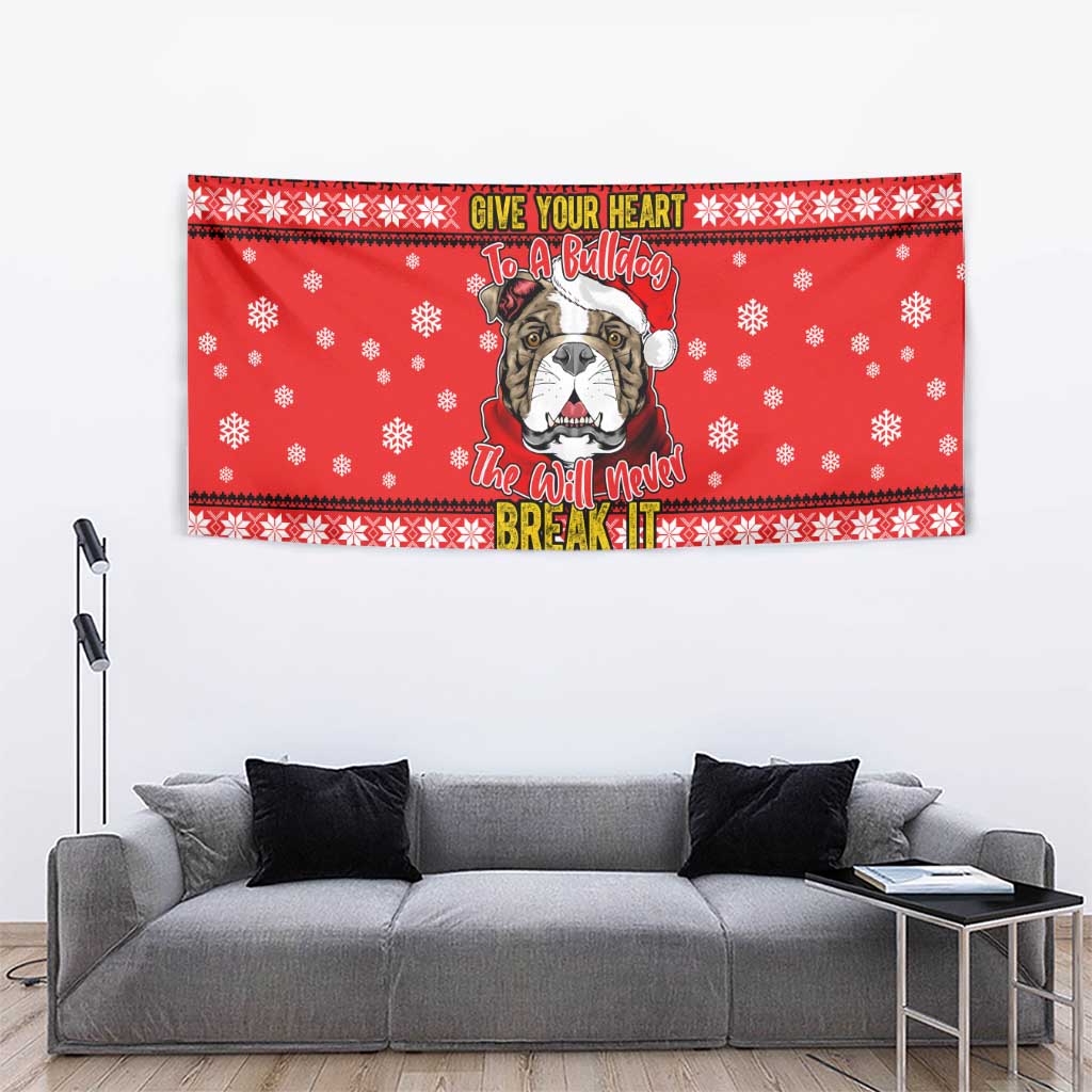Give Your Heart Pitbull Dog Christmas Tapestry Xmas Holiday Patterns - Wonder Print Shop