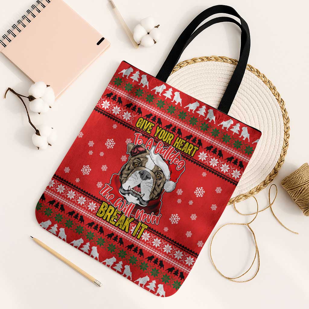 Give Your Heart Pitbull Dog Christmas Tote Bag Xmas Holiday Patterns - Wonder Print Shop