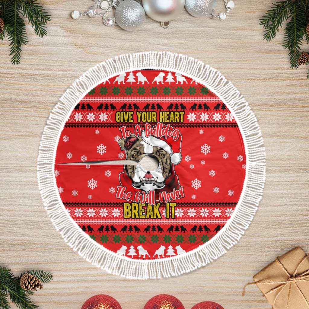Give Your Heart Pitbull Dog Christmas Tree Skirt Xmas Holiday Patterns - Wonder Print Shop