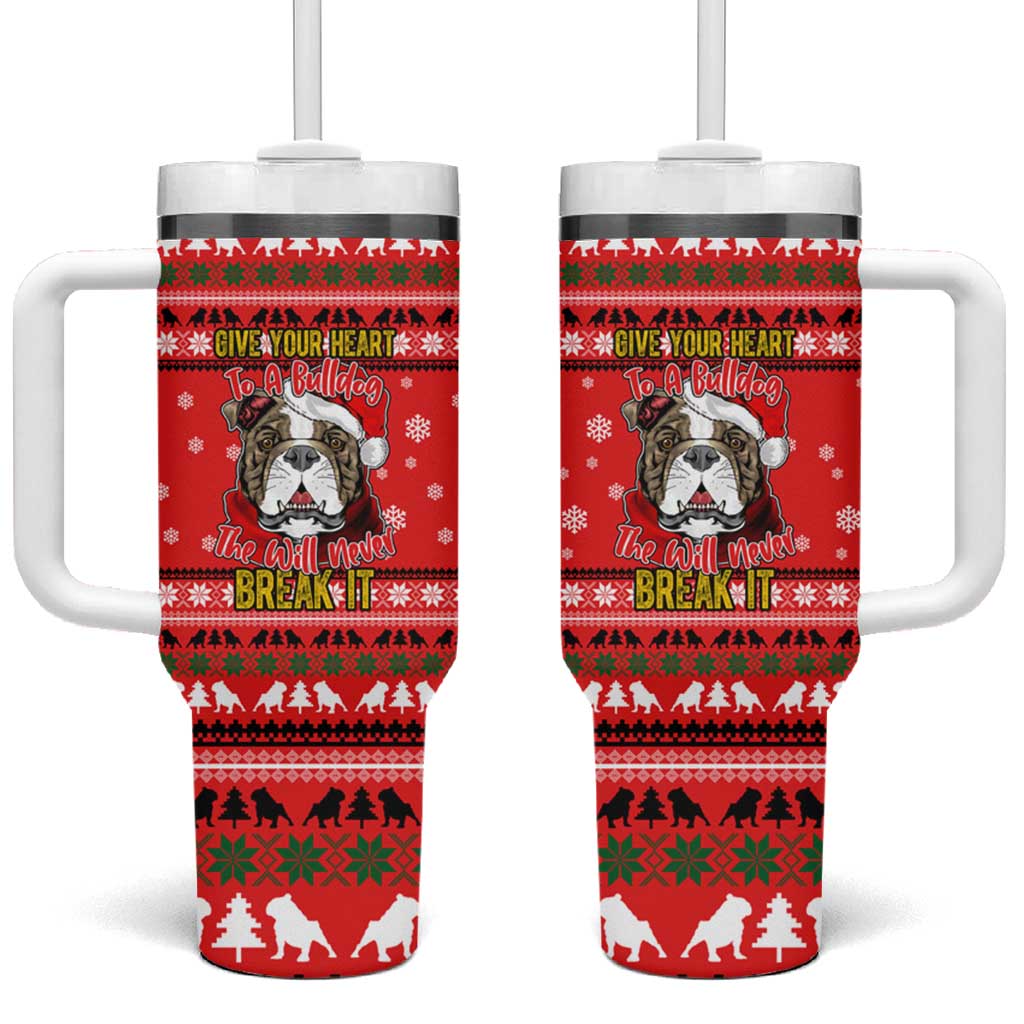 Give Your Heart Pitbull Dog Christmas Tumbler With Handle Xmas Holiday Patterns - Wonder Print Shop
