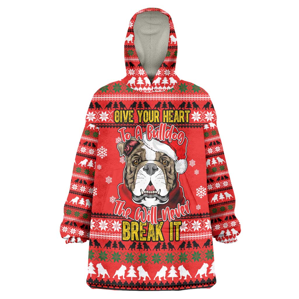 Give Your Heart Pitbull Dog Christmas Wearable Blanket Hoodie Xmas Holiday Patterns - Wonder Print Shop