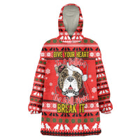 Give Your Heart Pitbull Dog Christmas Wearable Blanket Hoodie Xmas Holiday Patterns - Wonder Print Shop