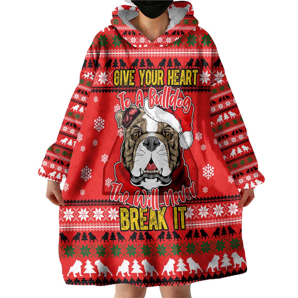 Give Your Heart Pitbull Dog Christmas Wearable Blanket Hoodie Xmas Holiday Patterns - Wonder Print Shop