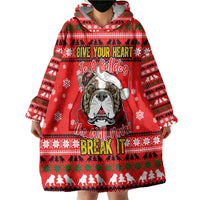Give Your Heart Pitbull Dog Christmas Wearable Blanket Hoodie Xmas Holiday Patterns - Wonder Print Shop