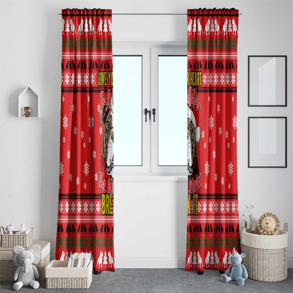 Give Your Heart Pitbull Dog Christmas Window Curtain Xmas Holiday Patterns - Wonder Print Shop