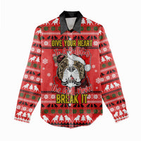 Give Your Heart Pitbull Dog Christmas Women Casual Shirt Xmas Holiday Patterns - Wonder Print Shop