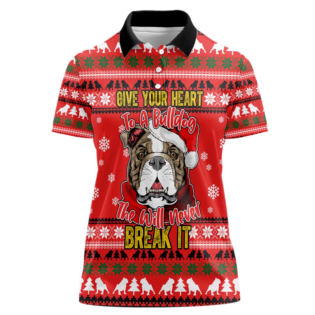 Give Your Heart Pitbull Dog Christmas Women Polo Shirt Xmas Holiday Patterns - Wonder Print Shop
