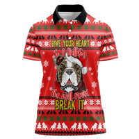 Give Your Heart Pitbull Dog Christmas Women Polo Shirt Xmas Holiday Patterns - Wonder Print Shop