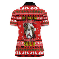 Give Your Heart Pitbull Dog Christmas Women Polo Shirt Xmas Holiday Patterns - Wonder Print Shop