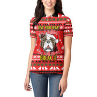 Give Your Heart Pitbull Dog Christmas Women Polo Shirt Xmas Holiday Patterns - Wonder Print Shop