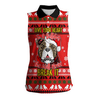 Give Your Heart Pitbull Dog Christmas Women Sleeveless Polo Shirt Xmas Holiday Patterns - Wonder Print Shop