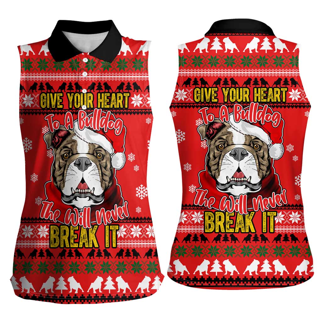 Give Your Heart Pitbull Dog Christmas Women Sleeveless Polo Shirt Xmas Holiday Patterns - Wonder Print Shop