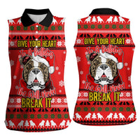 Give Your Heart Pitbull Dog Christmas Women Sleeveless Polo Shirt Xmas Holiday Patterns - Wonder Print Shop
