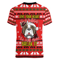 Give Your Heart Pitbull Dog Christmas Women V-Neck T-Shirt Xmas Holiday Patterns - Wonder Print Shop