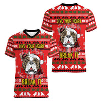 Give Your Heart Pitbull Dog Christmas Women V-Neck T-Shirt Xmas Holiday Patterns - Wonder Print Shop