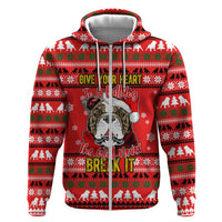 Give Your Heart Pitbull Dog Christmas Zip Hoodie Xmas Holiday Patterns - Wonder Print Shop