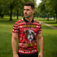 Give Your Heart Pitbull Dog Christmas Zipper Polo Shirt Xmas Holiday Patterns - Wonder Print Shop