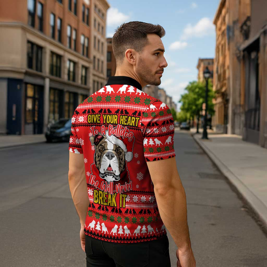 Give Your Heart Pitbull Dog Christmas Zipper Polo Shirt Xmas Holiday Patterns - Wonder Print Shop
