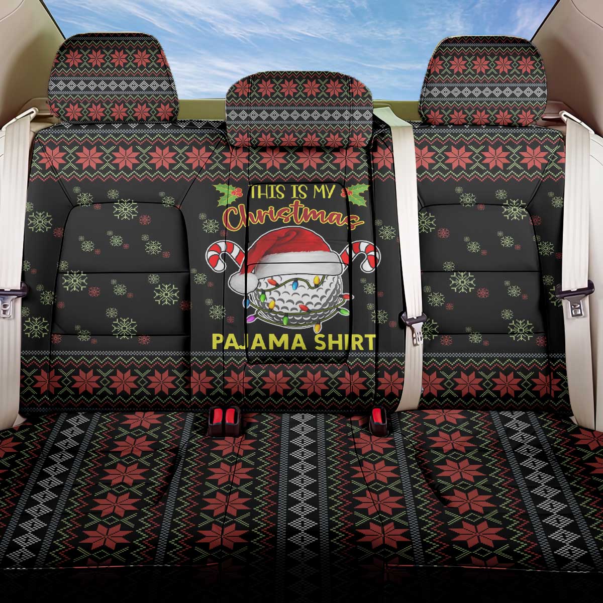 Golf Pajama Christmas Back Car Seat Cover Xmas Holiday Patterns - Wonder Print Shop