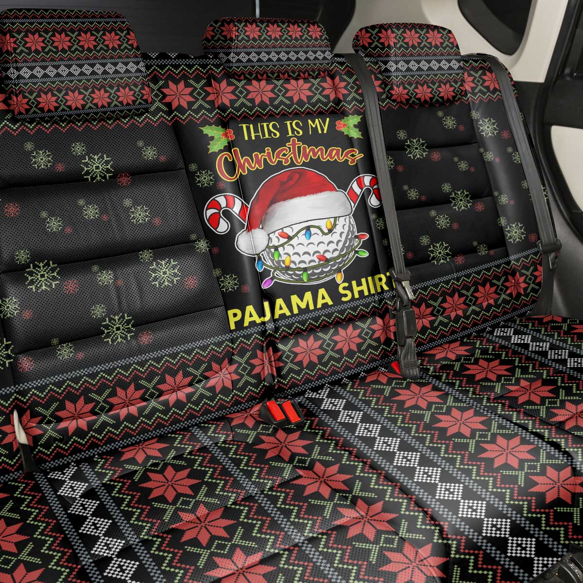 Golf Pajama Christmas Back Car Seat Cover Xmas Holiday Patterns - Wonder Print Shop