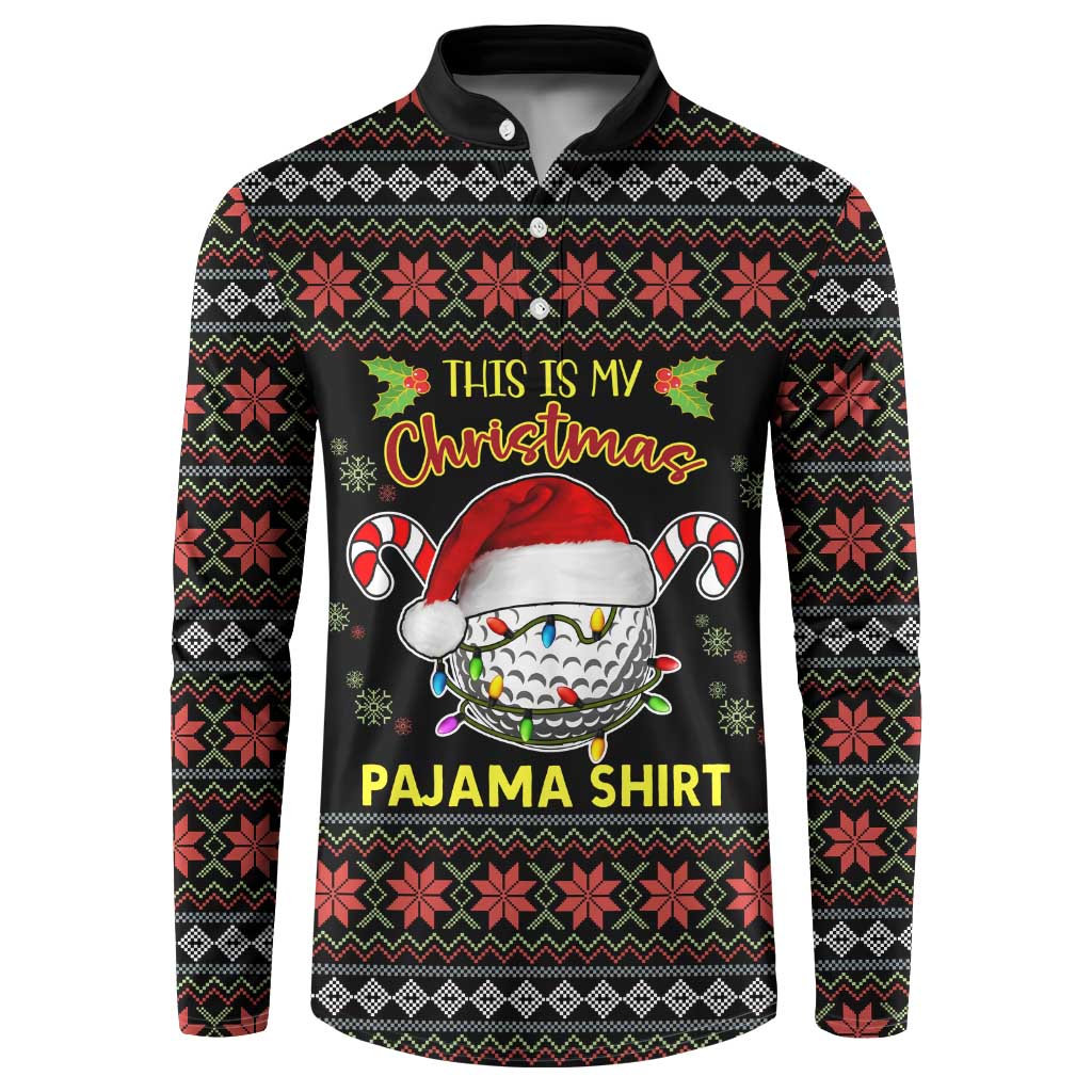 Golf Pajama Christmas Button Sweatshirt Xmas Holiday Patterns - Wonder Print Shop