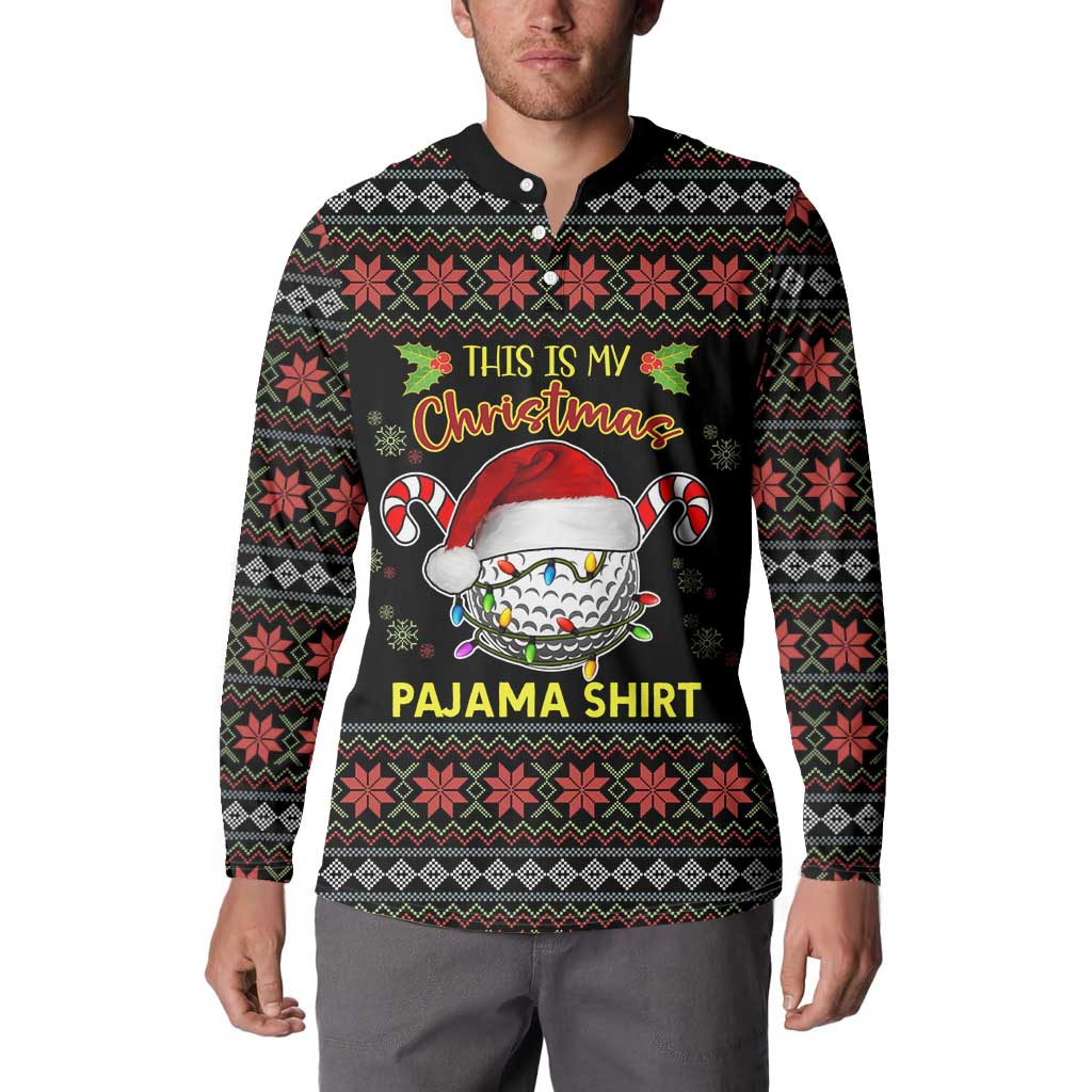 Golf Pajama Christmas Button Sweatshirt Xmas Holiday Patterns - Wonder Print Shop