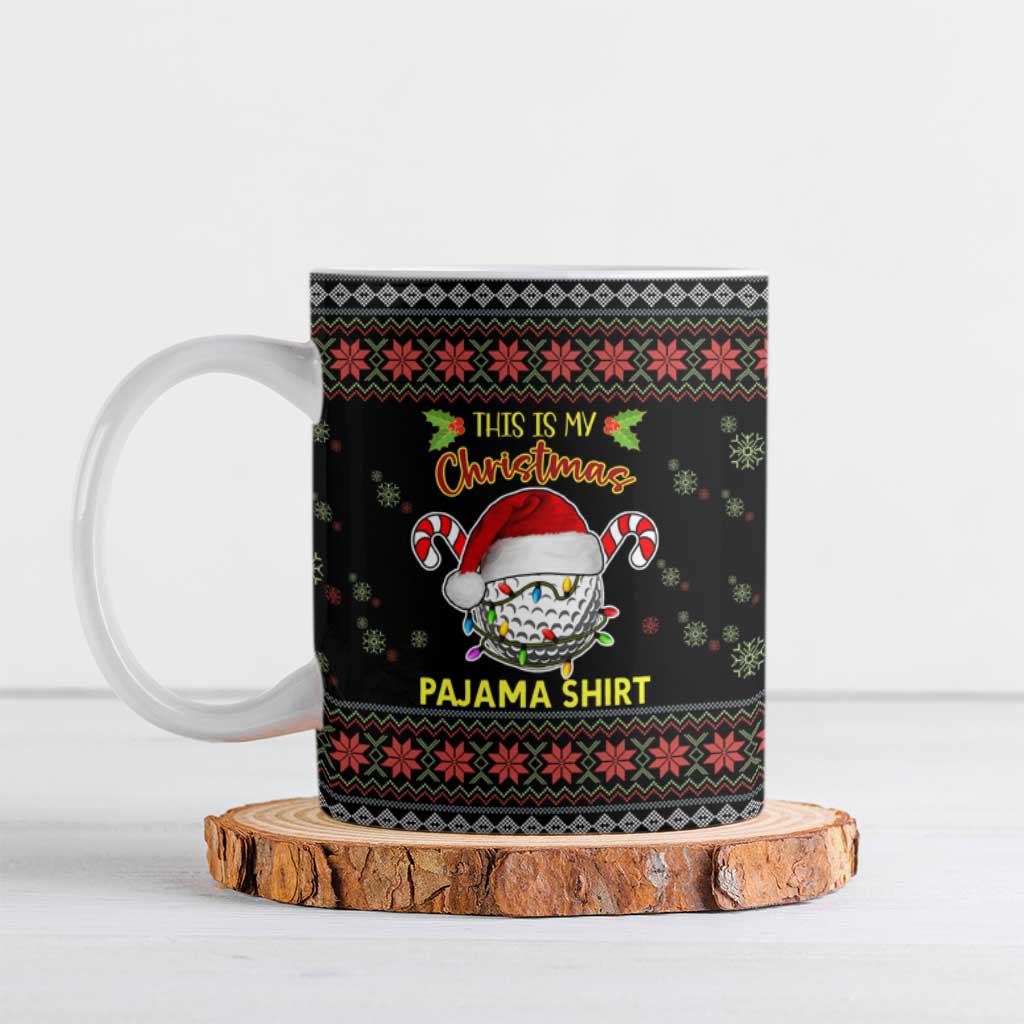 Golf Pajama Christmas Ceramic Mug Xmas Holiday Patterns - Wonder Print Shop
