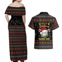 Golf Pajama Christmas Couples Matching Off Shoulder Maxi Dress and Hawaiian Shirt Xmas Holiday Patterns - Wonder Print Shop
