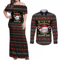 Golf Pajama Christmas Couples Matching Off Shoulder Maxi Dress and Long Sleeve Button Shirt Xmas Holiday Patterns - Wonder Print Shop