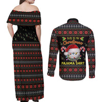 Golf Pajama Christmas Couples Matching Off Shoulder Maxi Dress and Long Sleeve Button Shirt Xmas Holiday Patterns - Wonder Print Shop