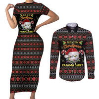 Golf Pajama Christmas Couples Matching Short Sleeve Bodycon Dress and Long Sleeve Button Shirt Xmas Holiday Patterns - Wonder Print Shop
