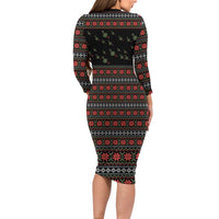Golf Pajama Christmas Family Matching Long Sleeve Bodycon Dress and Hawaiian Shirt Xmas Holiday Patterns - Wonder Print Shop