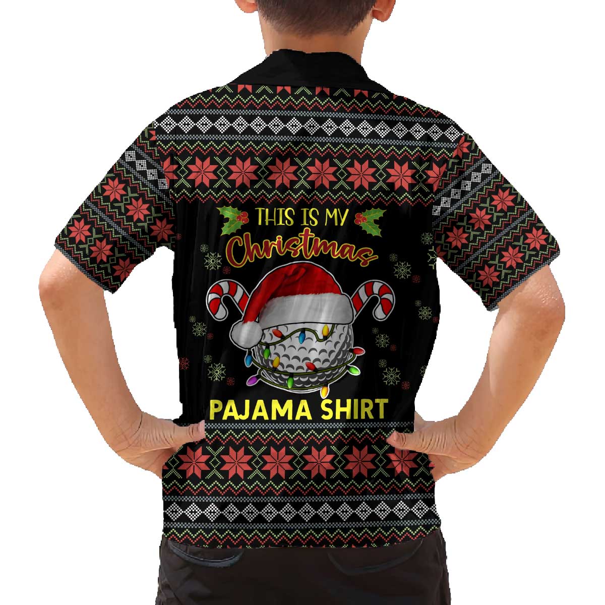 Golf Pajama Christmas Family Matching Off The Shoulder Long Sleeve Dress and Hawaiian Shirt Xmas Holiday Patterns - Wonder Print Shop